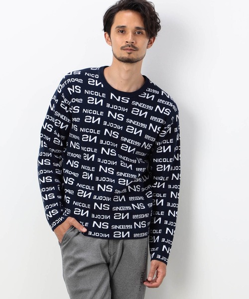 NICOLE CLUB FOR MEN（ニコルクラブフォーメン）の「【NICOLE SPORTS】総ロゴジャガードニット（ニット/セーター・メンズ・ブラック系/ホワイト系その他/ネイビー系/ホワイト系・X-LARGE/LARGE/MEDIUM）」の16枚目の写真