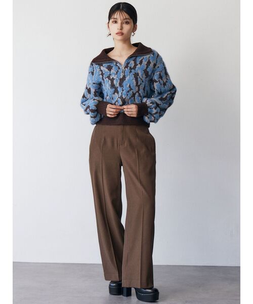 MURUA（ムルーア）の「マルチヤーンハーフジップニット（ニット/セーター・レディース・ブラウン/ブルー/ブラック・FREE）」の5枚目の写真