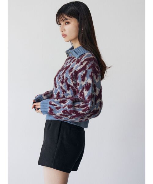 MURUA（ムルーア）の「マルチヤーンハーフジップニット（ニット/セーター・レディース・ブラウン/ブルー/ブラック・FREE）」の7枚目の写真