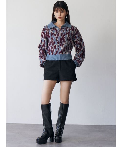 MURUA（ムルーア）の「マルチヤーンハーフジップニット（ニット/セーター・レディース・ブラウン/ブルー/ブラック・FREE）」の8枚目の写真