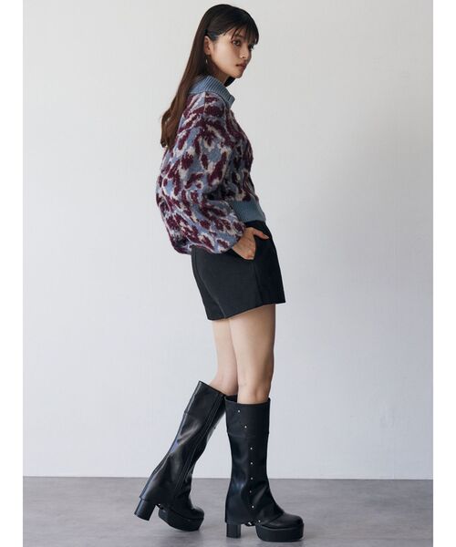 MURUA（ムルーア）の「マルチヤーンハーフジップニット（ニット/セーター・レディース・ブラウン/ブルー/ブラック・FREE）」の9枚目の写真