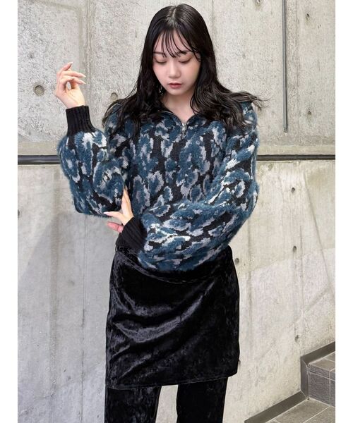 MURUA（ムルーア）の「マルチヤーンハーフジップニット（ニット/セーター・レディース・ブラウン/ブルー/ブラック・FREE）」の12枚目の写真