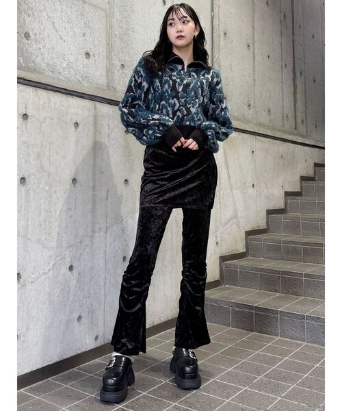 MURUA（ムルーア）の「マルチヤーンハーフジップニット（ニット/セーター・レディース・ブラウン/ブルー/ブラック・FREE）」の14枚目の写真