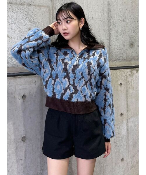 MURUA（ムルーア）の「マルチヤーンハーフジップニット（ニット/セーター・レディース・ブラウン/ブルー/ブラック・FREE）」の17枚目の写真