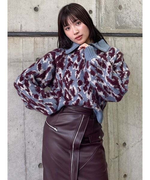 MURUA（ムルーア）の「マルチヤーンハーフジップニット（ニット/セーター・レディース・ブラウン/ブルー/ブラック・FREE）」の22枚目の写真