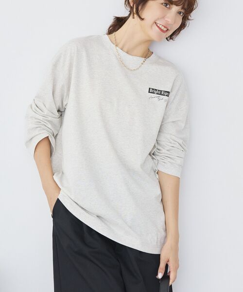 AMERICAN HOLIC（アメリカンホリック）の「Bright RipsロングTシャツ（Tシャツ/カットソー・レディース・オフホワイト/チャコールグレー/ホワイト系その他・M/L）」の19枚目の写真