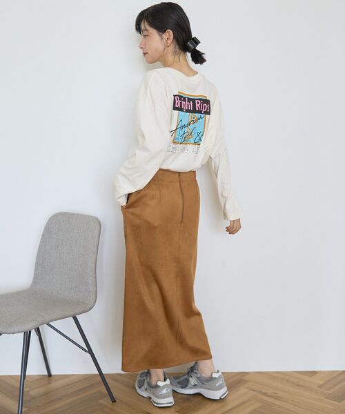 AMERICAN HOLIC（アメリカンホリック）の「Bright RipsロングTシャツ（Tシャツ/カットソー・レディース・オフホワイト/チャコールグレー/ホワイト系その他・M/L）」の14枚目の写真