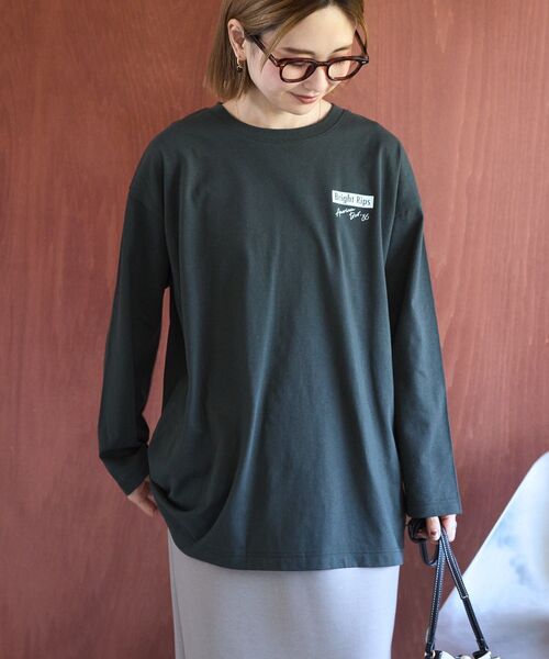 AMERICAN HOLIC（アメリカンホリック）の「Bright RipsロングTシャツ（Tシャツ/カットソー・レディース・オフホワイト/チャコールグレー/ホワイト系その他・M/L）」の3枚目の写真