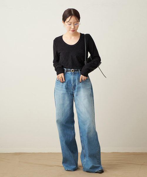 plage(プラージュ)の「velour long Tシャツ(Tシャツ/カットソー・レディース・ホワイト/ブラック・FREE)」の4枚目の写真