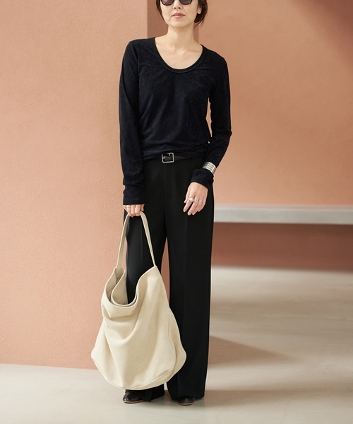 plage(プラージュ)の「velour long Tシャツ(Tシャツ/カットソー・レディース・ホワイト/ブラック・FREE)」の7枚目の写真