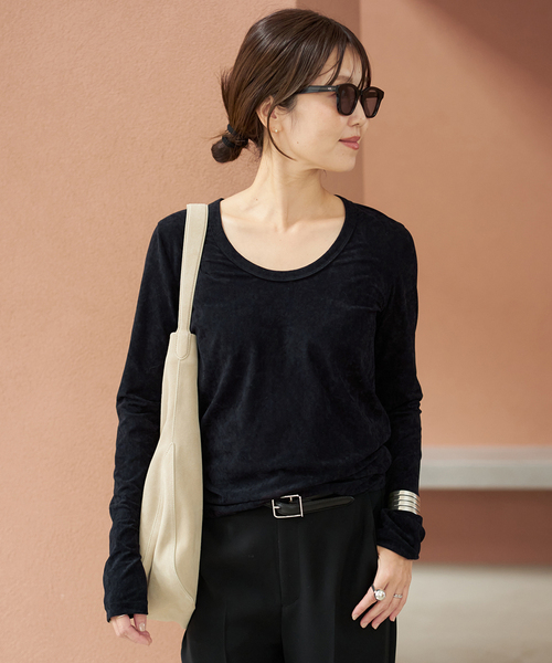 plage(プラージュ)の「velour long Tシャツ(Tシャツ/カットソー・レディース・ホワイト/ブラック・FREE)」の10枚目の写真