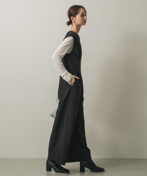 SENSE OF PLACE by URBAN RESEARCH（センスオブプレイスバイアーバンリサーチ）の「ウエストタックハートネックロンパース（サロペット/オーバーオール・レディース・ブラック/チャコールグレー・SMALL/MEDIUM）」の6枚目の写真