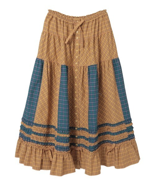 ピンクハウス　ブロックチェック　スカート　黄色　綿ローン　2023 総ゴム セール】オリジナルコードチェックスカート（スカート）｜PINK HOUSE