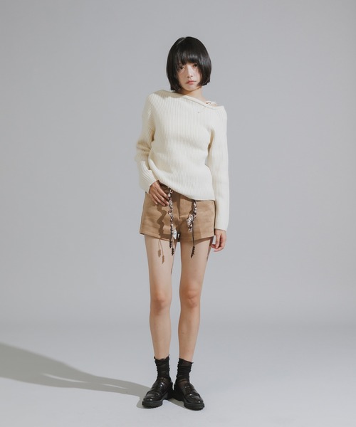 Chick（チック）の「Wood Bead Cord with Bandana Faux Suede Shorts / バンダナ付きウッドビーズコード フェイクスウェードショートパンツ（その他パンツ・レディース・ブラック/ブラウン/カーキ・FREE）」の15枚目の写真