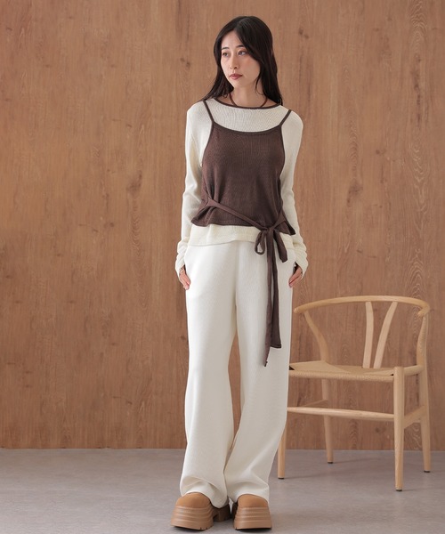 SUWDEE(スーディー)の「basic sweat wide pants(スウェットパンツ・レディース・アイボリー/グレー/ネイビー・FREE)」の4枚目の写真
