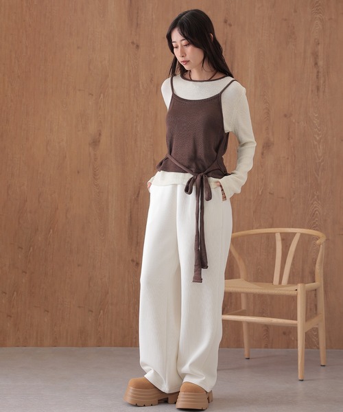 SUWDEE(スーディー)の「basic sweat wide pants(スウェットパンツ・レディース・アイボリー/グレー/ネイビー・FREE)」の5枚目の写真