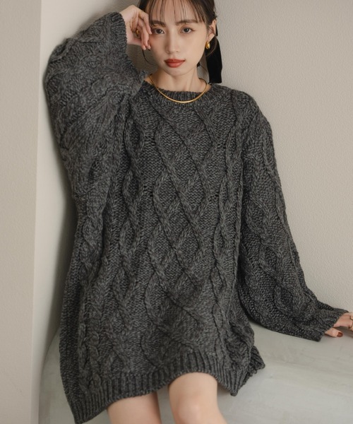 ケーブル編みニットワンピ（ワンピース）｜hinari（ヒナリ）の
