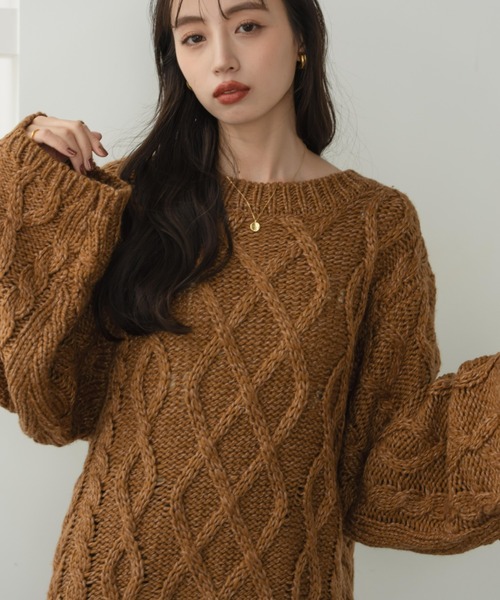 ケーブル編みニットワンピ（ワンピース）｜hinari（ヒナリ）の