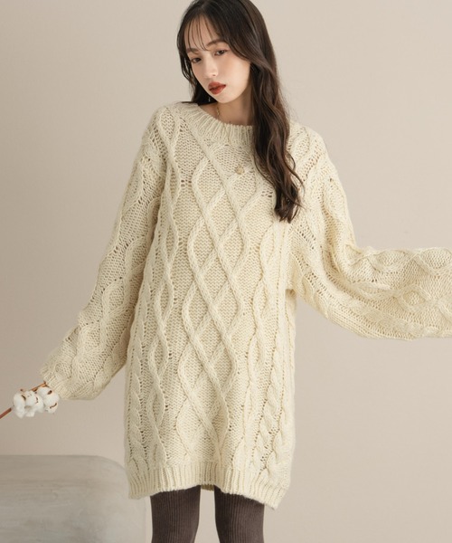 hinari ケーブル編みニットワンピ ケーブル編みニットワンピ（ワンピース）｜hinari（ヒナリ）の