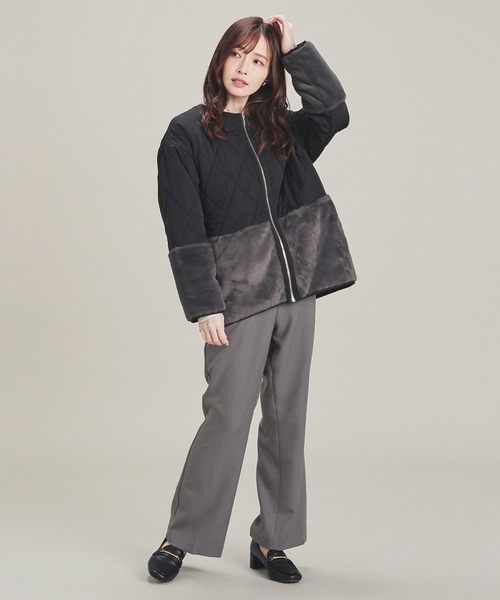 GLACIER lusso（グラシアルッソ）の「ファー切替ブルゾン（ブルゾン・レディース・ブラウン/ブラック/グレイッシュベージュ・M/LL/S/L）」の8枚目の写真