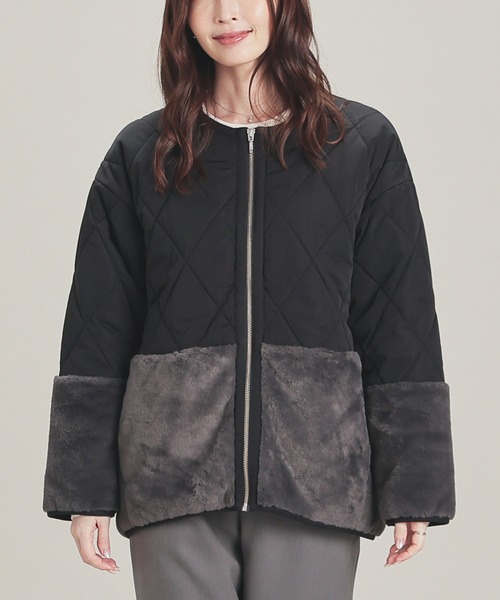 GLACIER lusso（グラシアルッソ）の「ファー切替ブルゾン（ブルゾン・レディース・ブラウン/ブラック/グレイッシュベージュ・M/LL/S/L）」の9枚目の写真