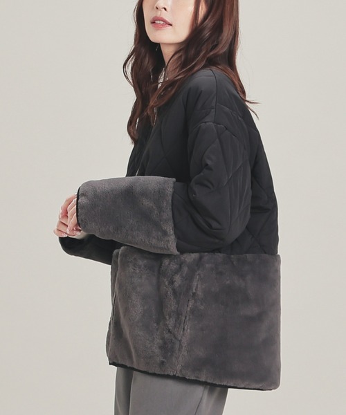 GLACIER lusso（グラシアルッソ）の「ファー切替ブルゾン（ブルゾン・レディース・ブラウン/ブラック/グレイッシュベージュ・M/LL/S/L）」の10枚目の写真