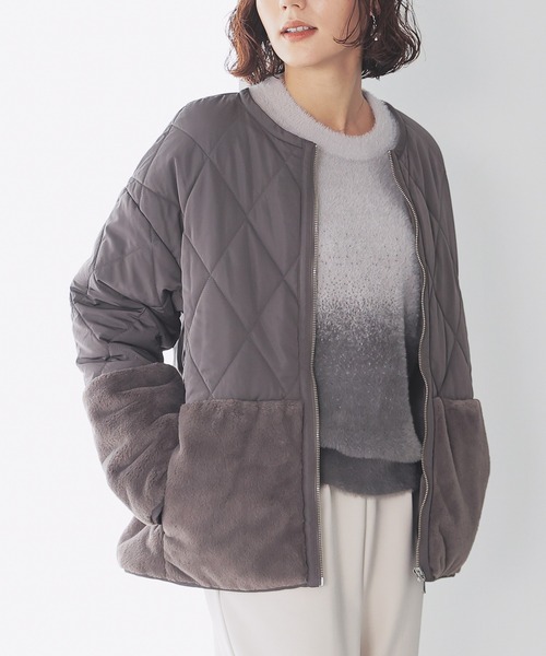 GLACIER lusso（グラシアルッソ）の「ファー切替ブルゾン（ブルゾン・レディース・ブラウン/ブラック/グレイッシュベージュ・M/LL/S/L）」の5枚目の写真