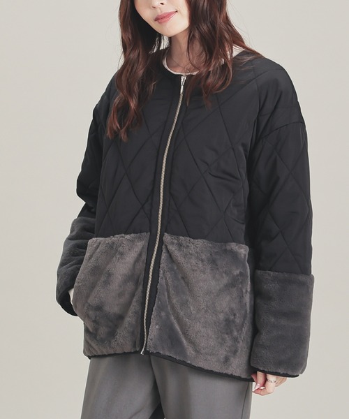 GLACIER lusso（グラシアルッソ）の「ファー切替ブルゾン（ブルゾン・レディース・ブラウン/ブラック/グレイッシュベージュ・M/LL/S/L）」の4枚目の写真