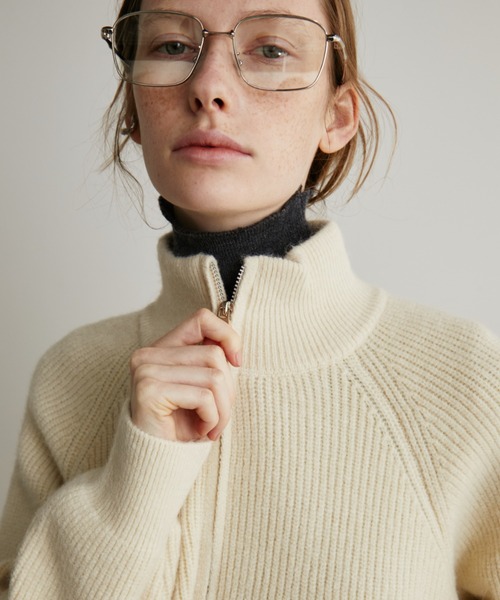 Auntie Rosa Holiday（アンティローザホリデー）の「ダブルジップスタンドニットカーディガン（カーディガン/ボレロ・レディース・グレー/ブラック/アイボリー・FREE）」の8枚目の写真