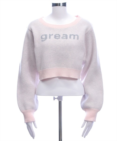 clear（クリア）の「ストーンロゴジャガードクロップドニットトップス［韓国ファッション ガーリー カジュアル］（ニット/セーター・レディース・ブラック/グレー/ピンク・F）」の17枚目の写真