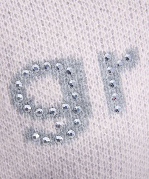 clear（クリア）の「ストーンロゴジャガードクロップドニットトップス［韓国ファッション ガーリー カジュアル］（ニット/セーター・レディース・ブラック/グレー/ピンク・F）」の16枚目の写真