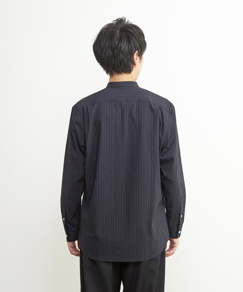 MEN'S MELROSE(メンズメルローズ)の「ウーリーピンストライプバンドカラーシャツ(シャツ/ブラウス・メンズ・ネイビー/グレー・2/3/4)」の5枚目の写真