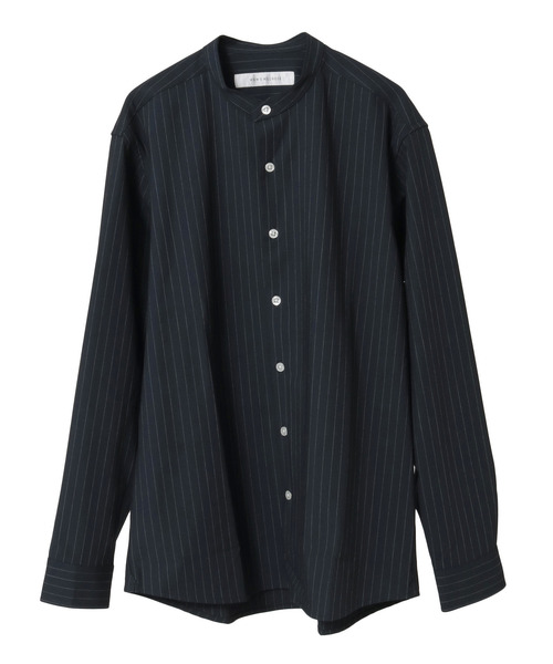 MEN'S MELROSE(メンズメルローズ)の「ウーリーピンストライプバンドカラーシャツ(シャツ/ブラウス・メンズ・ネイビー/グレー・2/3/4)」の12枚目の写真