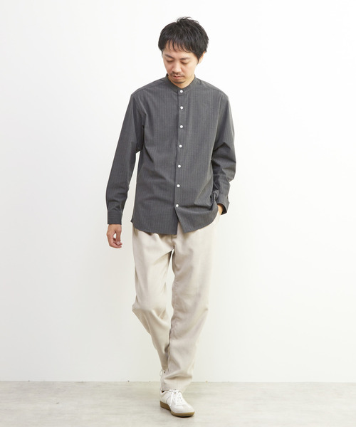 MEN'S MELROSE(メンズメルローズ)の「ウーリーピンストライプバンドカラーシャツ(シャツ/ブラウス・メンズ・ネイビー/グレー・2/3/4)」の17枚目の写真