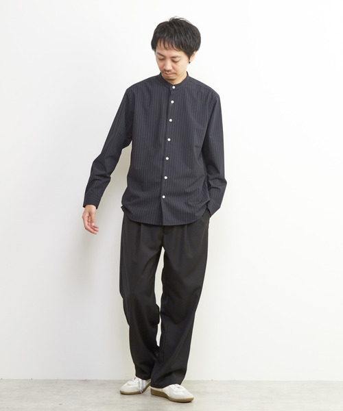 MEN'S MELROSE(メンズメルローズ)の「ウーリーピンストライプバンドカラーシャツ(シャツ/ブラウス・メンズ・ネイビー/グレー・2/3/4)」の22枚目の写真