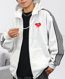 Candlestick（キャンドルスティック）の「ワイド ジップパーカー 裏起毛 長袖 グラフィック スウェット 韓国系 フーディー（パーカー）」