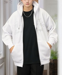 L'atelier（ラトリエ）の「ワイド ジップパーカー 裏起毛 長袖 グラフィック スウェット 韓国系 フーディー（パーカー）」