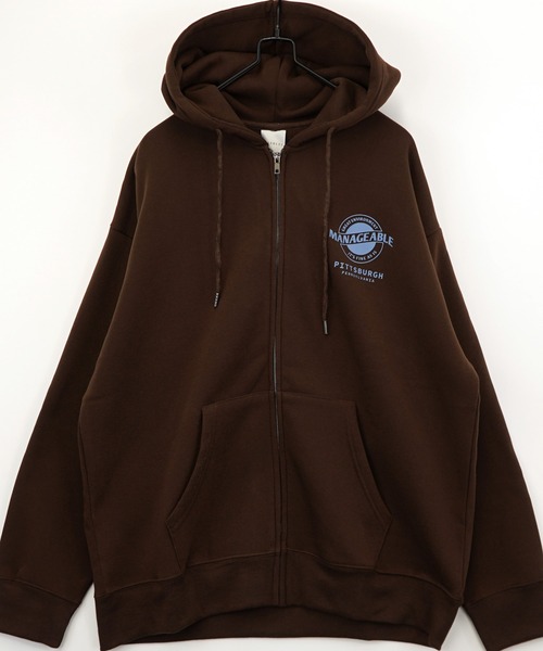 セール】ワイド ジップパーカー 裏起毛 長袖 グラフィック スウェット