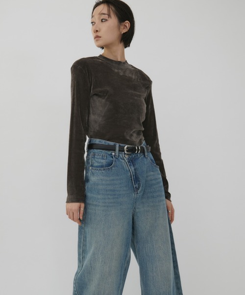 VION(ヴィオン)の「グロッシーベロアロングスリーブティー / Glossy Velour Long Sleeve TEE(Tシャツ/カットソー・レディース・チャコールグレー/ブラック・FREE)」の11枚目の写真