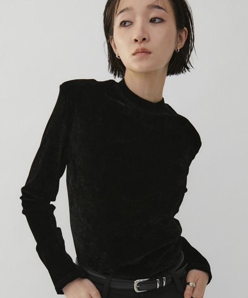 VION(ヴィオン)の「グロッシーベロアロングスリーブティー / Glossy Velour Long Sleeve TEE(Tシャツ/カットソー・レディース・チャコールグレー/ブラック・FREE)」の3枚目の写真