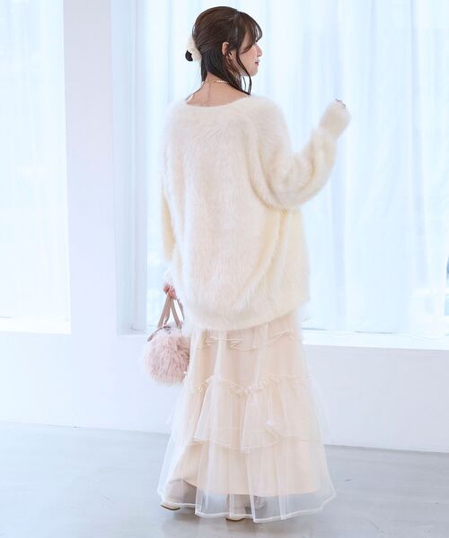 MAJESTIC LEGON（マジェスティックレゴン）の「キラメキシャギーミディカーディガン（カーディガン/ボレロ・レディース・アイボリー/ブルー/チャコールグレー/ピンク・MEDIUM）」の7枚目の写真