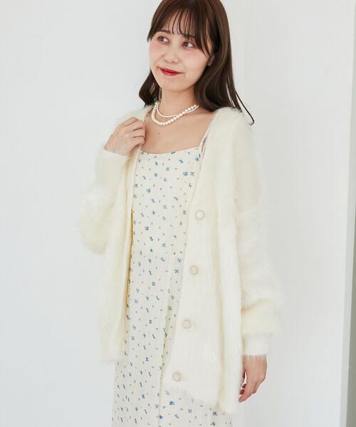 MAJESTIC LEGON（マジェスティックレゴン）の「キラメキシャギーミディカーディガン（カーディガン/ボレロ・レディース・アイボリー/ブルー/チャコールグレー/ピンク・MEDIUM）」の13枚目の写真