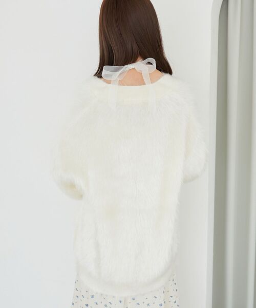 MAJESTIC LEGON（マジェスティックレゴン）の「キラメキシャギーミディカーディガン（カーディガン/ボレロ・レディース・アイボリー/ブルー/チャコールグレー/ピンク・MEDIUM）」の14枚目の写真