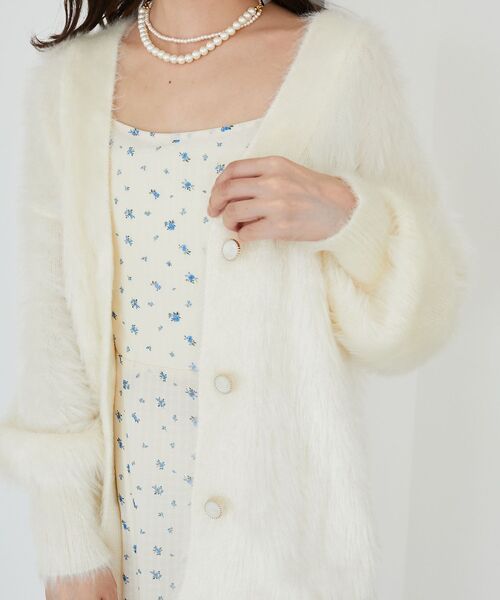 MAJESTIC LEGON（マジェスティックレゴン）の「キラメキシャギーミディカーディガン（カーディガン/ボレロ・レディース・アイボリー/ブルー/チャコールグレー/ピンク・MEDIUM）」の15枚目の写真