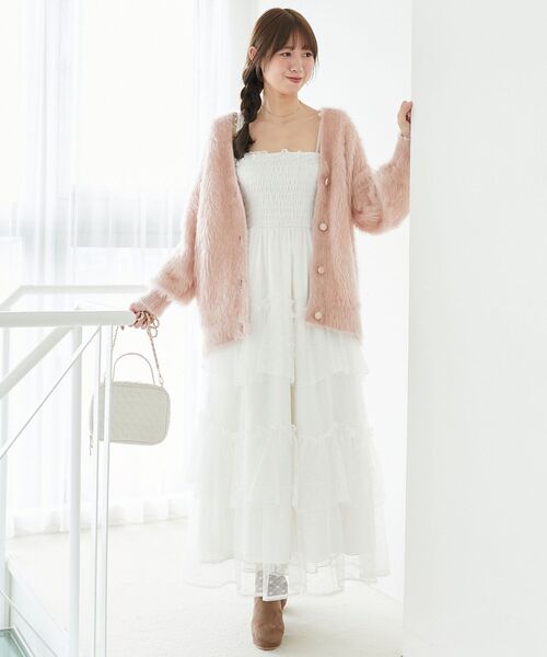 MAJESTIC LEGON（マジェスティックレゴン）の「キラメキシャギーミディカーディガン（カーディガン/ボレロ・レディース・アイボリー/ブルー/チャコールグレー/ピンク・MEDIUM）」の19枚目の写真