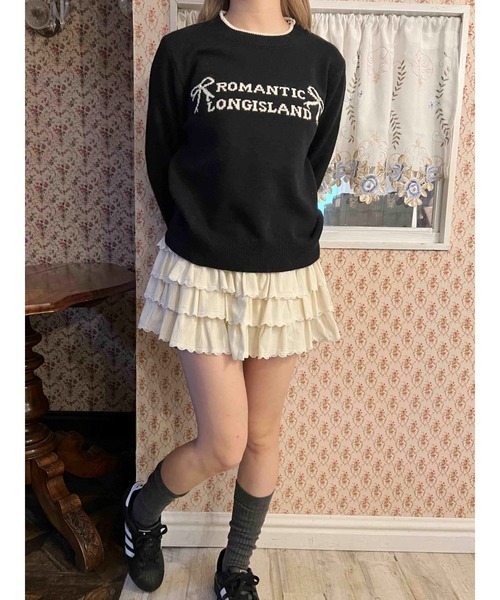 PHILLY(フィリー)の「リボンメッセージニット(ニット/セーター・レディース・アイボリー/ブラック・FREE)」の9枚目の写真