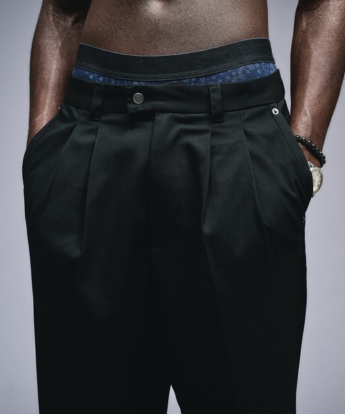 ANDER HUNK（アンダーハンク）の「Wide Flare Tuck Slacks / ワイドフレアタックスラックス（スラックス・メンズ・グレー/ブラック・MEDIUM/LARGE/SMALL）」の5枚目の写真