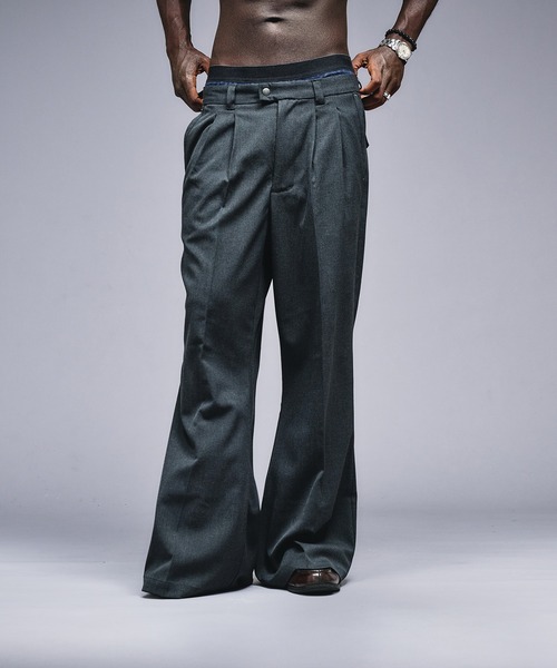 ANDER HUNK（アンダーハンク）の「Wide Flare Tuck Slacks / ワイドフレアタックスラックス（スラックス・メンズ・グレー/ブラック・MEDIUM/LARGE/SMALL）」の16枚目の写真
