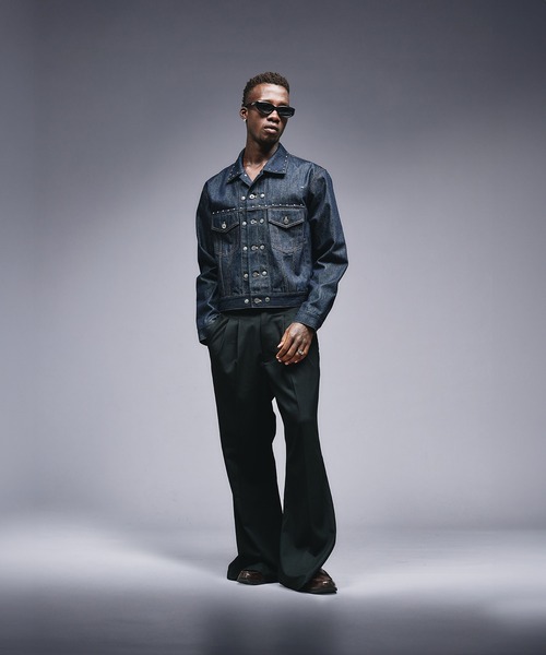 ANDER HUNK（アンダーハンク）の「Wide Flare Tuck Slacks / ワイドフレアタックスラックス（スラックス・メンズ・グレー/ブラック・MEDIUM/LARGE/SMALL）」の8枚目の写真