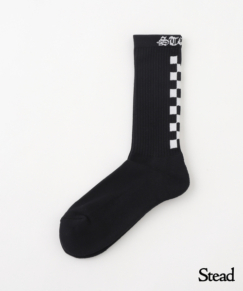 JOURNAL STANDARD J.S HOMESTEAD(ジャーナルスタンダードホームステッド)の「Stead / チェッカー フラッグ ソックス(ソックス/靴下・メンズ・ブラック/マスタード/ホワイト・FREE)」の2枚目の写真